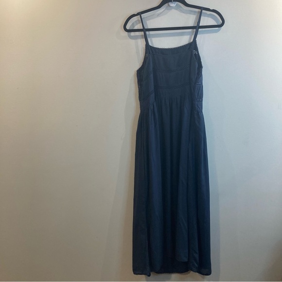 ARITZIA WILFRED Sz M Honoree 100% Modal Tiered Skirt Spaghetti Straps Dress BLUE - Picture 10 of 11